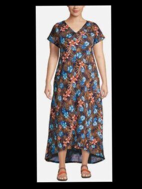 Lands' End Crinkly Knit Hi-Lo Dress 2X